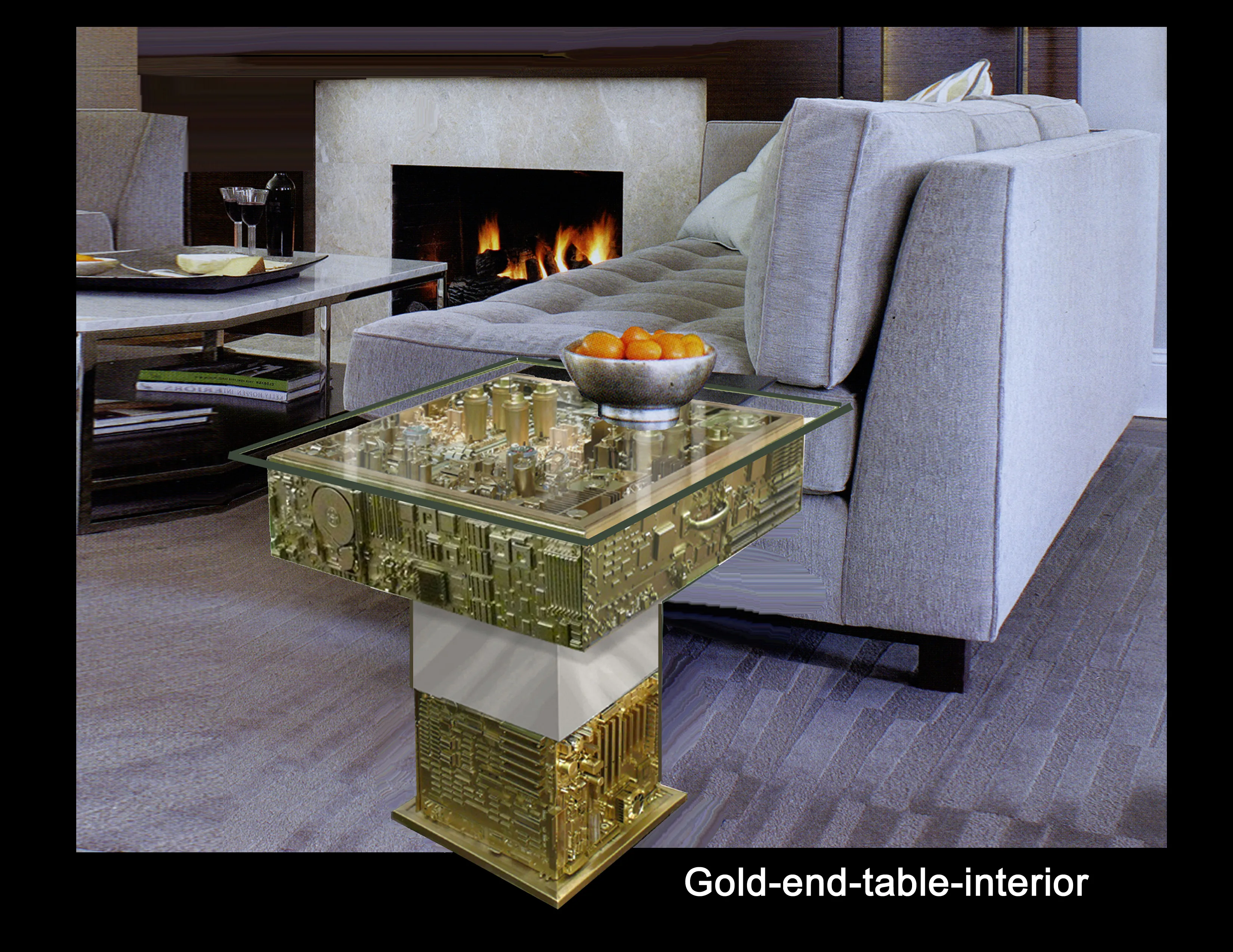 Gold End Table shown in an interior setting