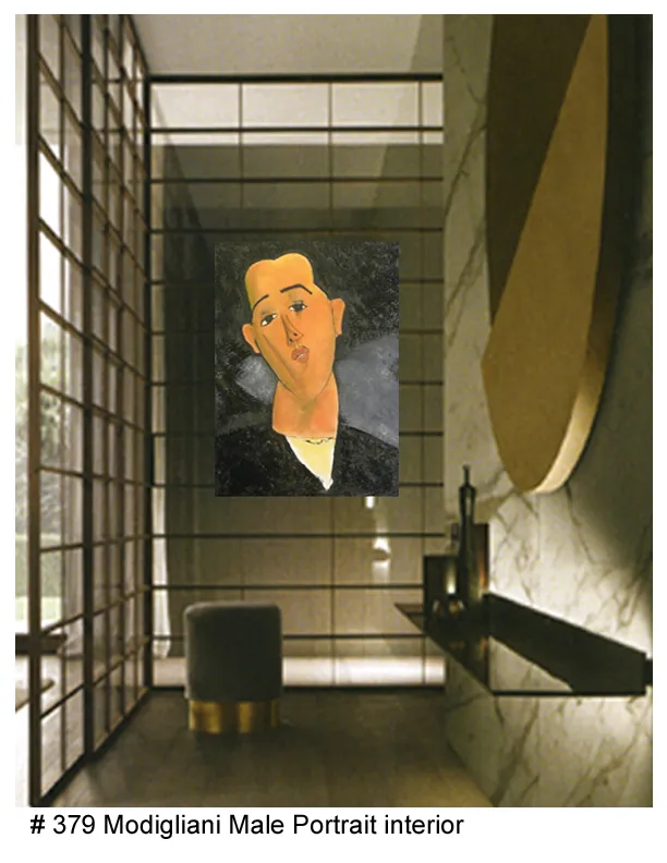 Modigliani Male Portrait shown in an interior setting