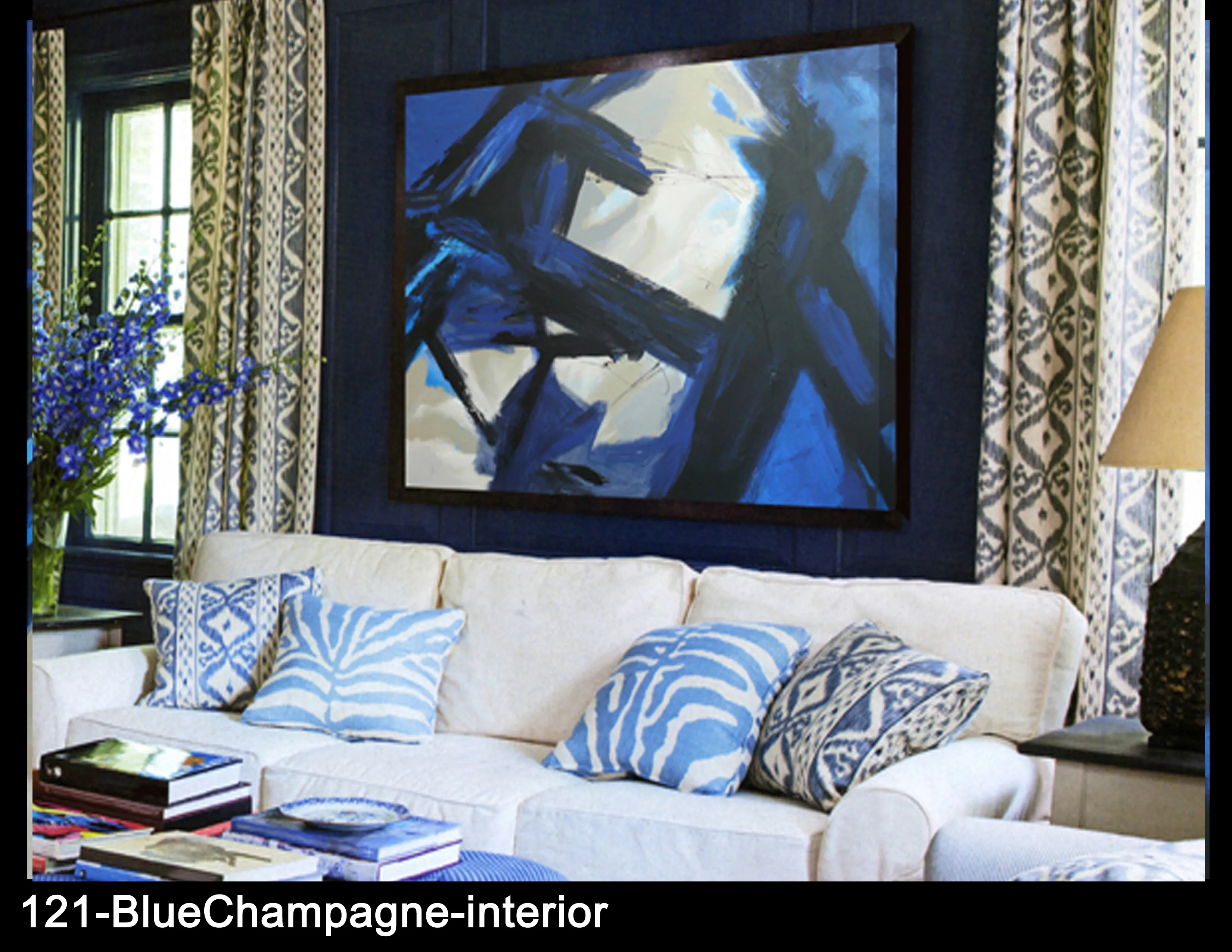 Blue Champagne shown in an interior setting