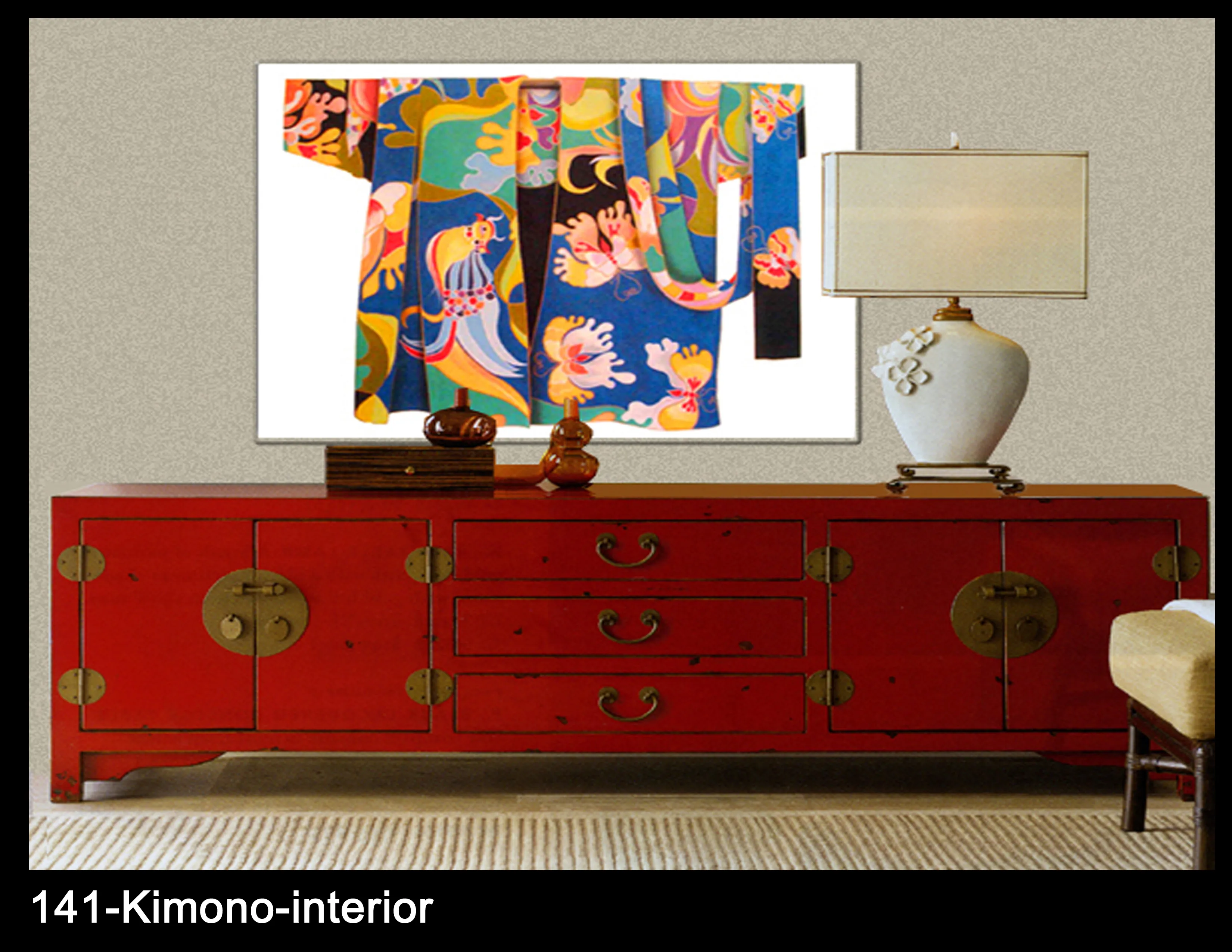 Kimono shown in an interior setting